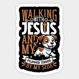 Jesus and dog - Plummer Terrier Sticker